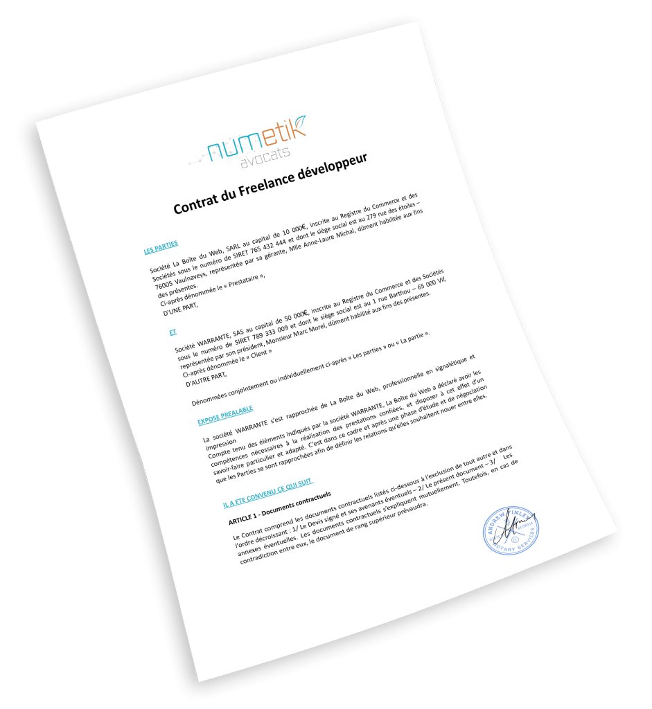 Les activités de freelance développeur sont sources de nombreux dangers juridiques. Un contrat avec le client permet de se protéger